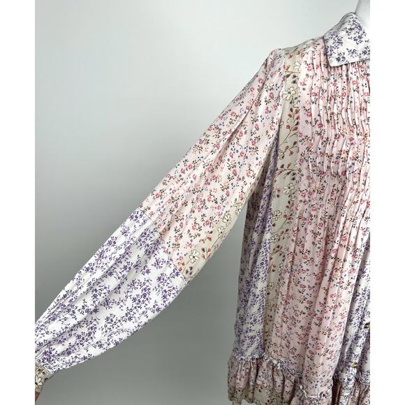 Floral Tiered Button-Front Mini Dress in Pastel Pink - Picture 5 of 16